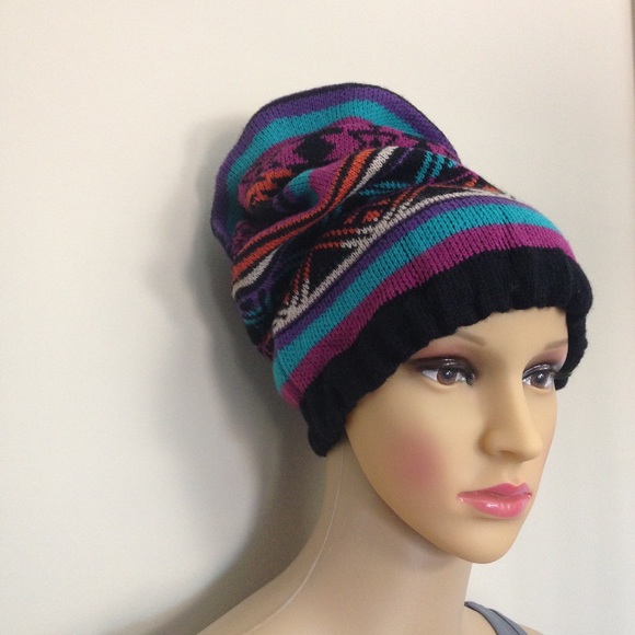 Beanie Hat - Multi-Color Print - Picture 4 of 5